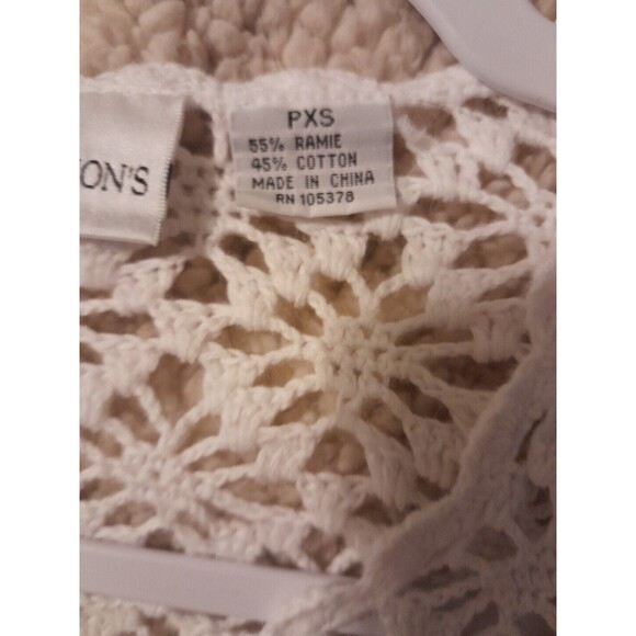 Draper's And Damon's Vint.  Women’s White Crochete Button Sweater. Size Pxs. B47 - Picture 6 of 6